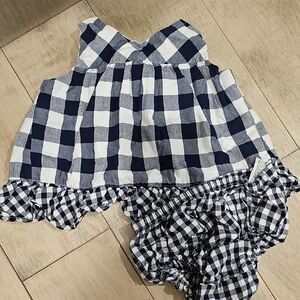 Checkered Blue and White Baby Outfit